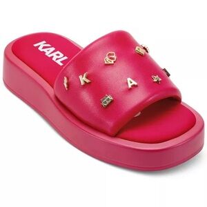 Karl Lagerfeld Fuchsia Slides with Gold Details